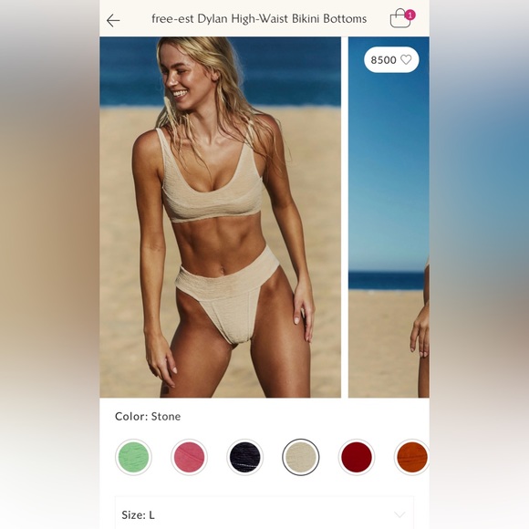 BOTH! Free-est Dylan High Waist Bikini Bottom AND Farrah Crop Bikini Top (STONE) - Picture 2 of 3